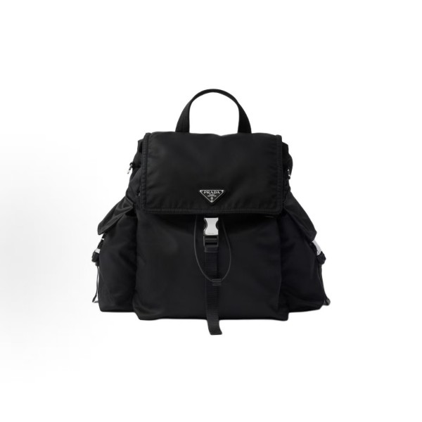 PRADA Explore Explore Enamel triangular metal logo backpack for both men and women, black couple style